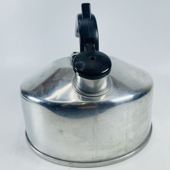 Vintage Enterprise Aluminum CO Whistle Tea Kettle Pot Chrome Silver 2.5 QT USA - Picture 2 of 13